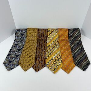 XMI Platinum Classic Necktie Mens Geometric 100%-Silk Hand Made Lot of‎ 6